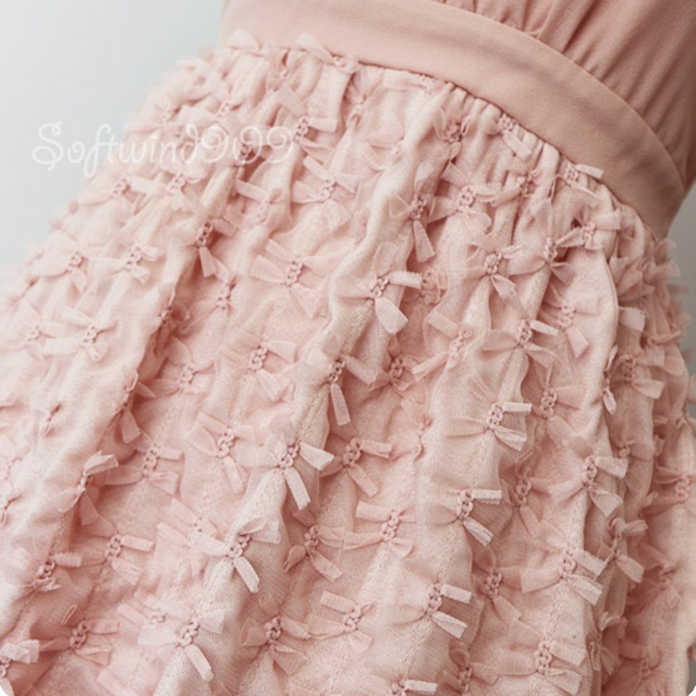 Last☝️Blush Nude 3D Mesh Bow Cocktail Skater Dress - Picture 4 of 8